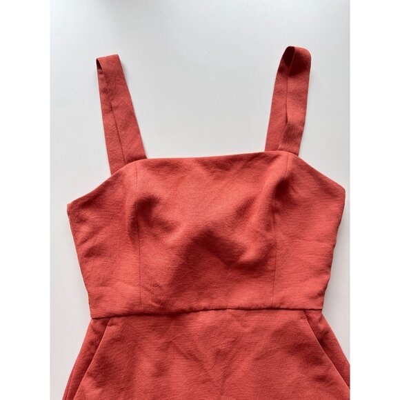Aritzia WILFRED Ecoulement Rust Orange Basketweave Tie Back Mini Dress, Size 6 - Picture 6 of 16